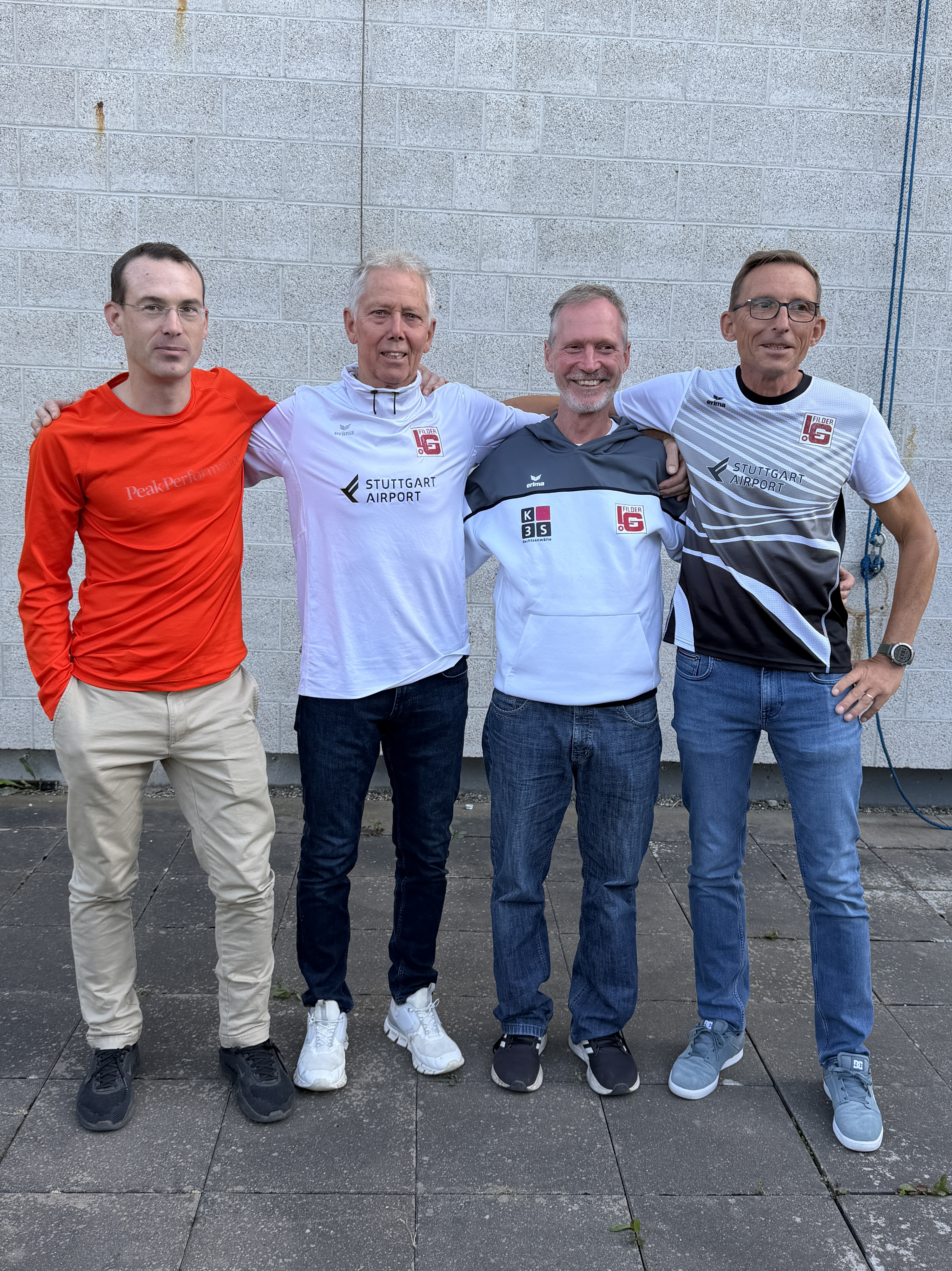 Leichtathleten (v.l.) Christoph Hillebrand , Gert Brenner, Steffen Huth und Thomas Rack